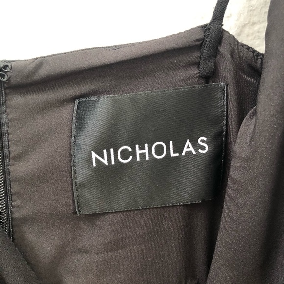 Nicholas Fringe Crepe Wrap Midi Dress Black Sz 2 - Picture 5 of 6